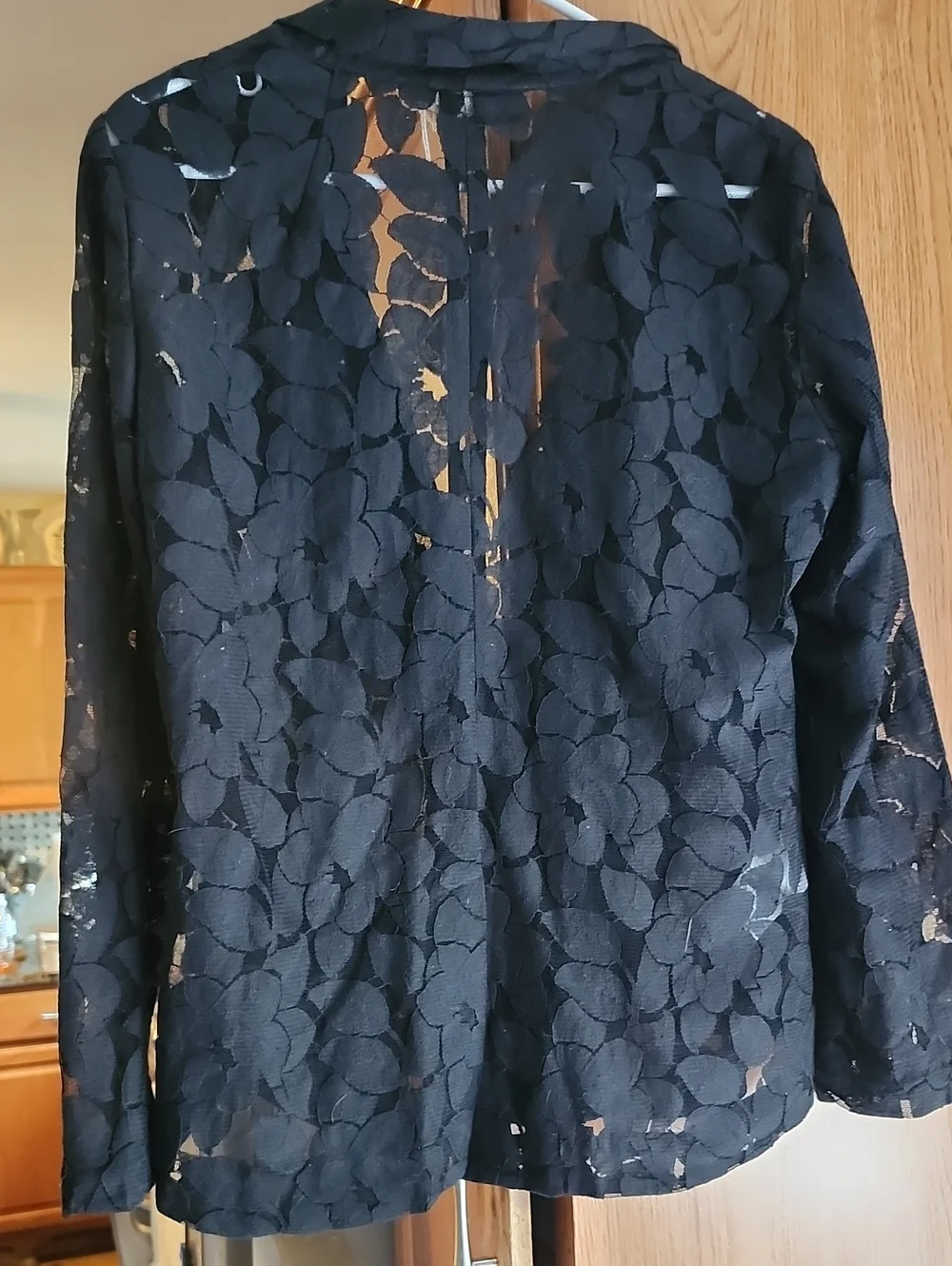 BCBGeneration Black Floral Lace Front Button Blazer Medium